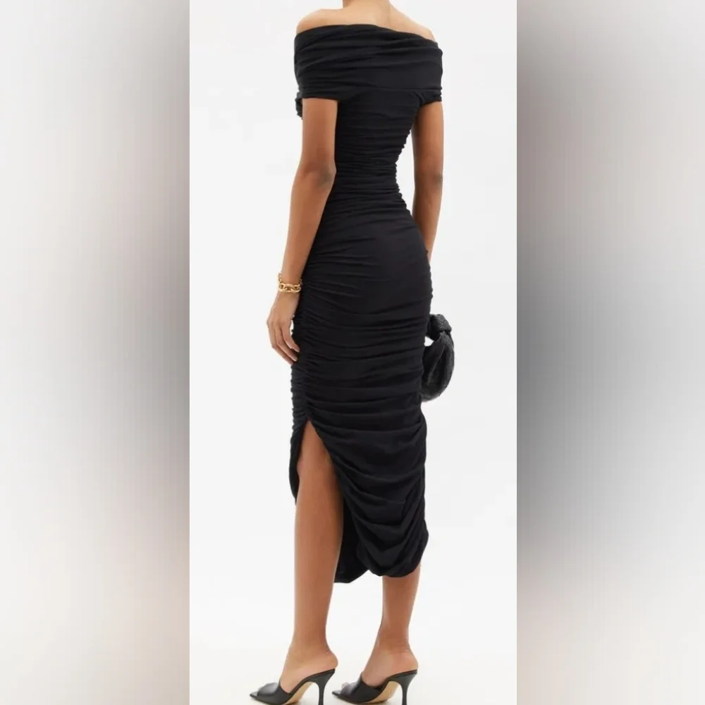 Khaite Black Spence dress in Italian stretch-cotton jersey Size Small - Picture 3 of 12